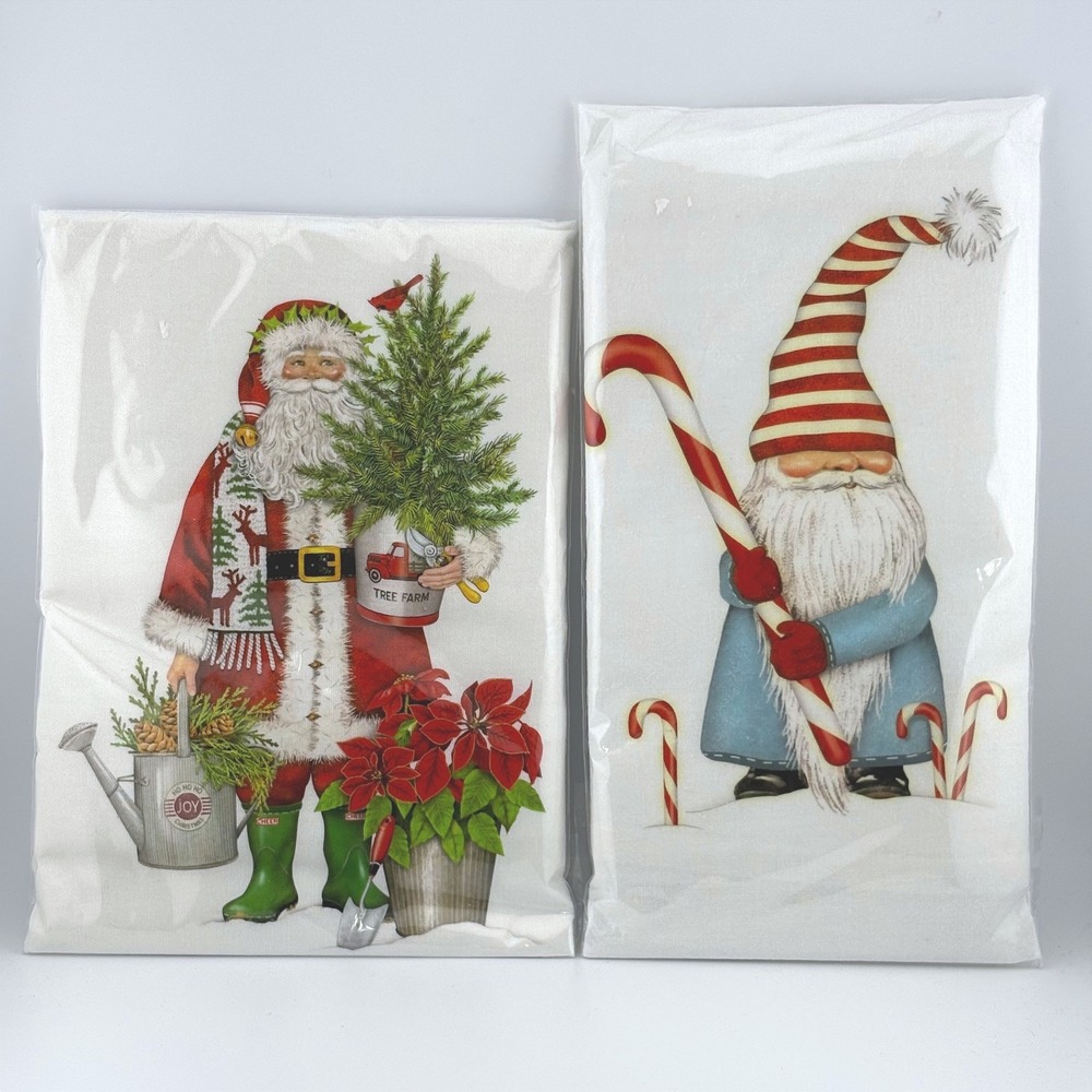 Mary Lake-Thompson Christmas Flour Sack Kitchen Towels Santa Gnome‎ Set of 2